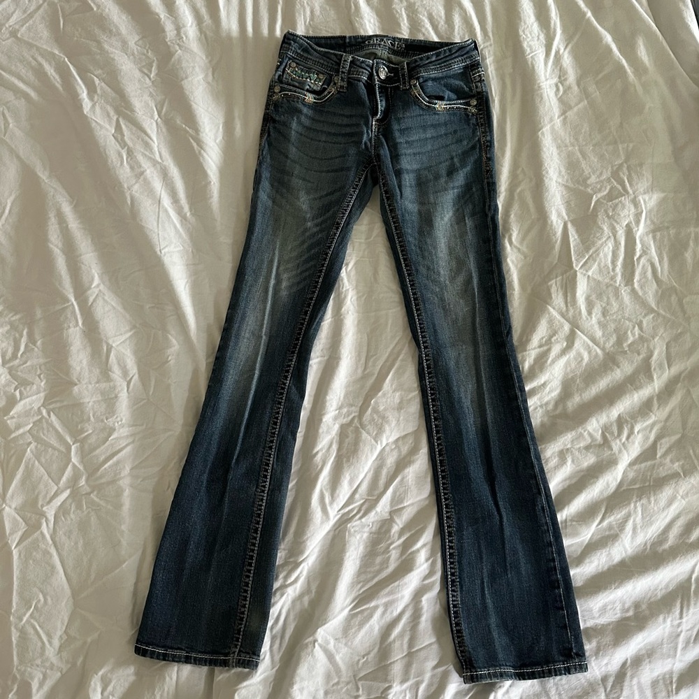Grace in LA Dark Wash Bootcut Jeans Size S